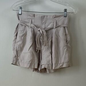 Abercrombie & Fitch High-Waist Tie-Front Shorts — Light Beige